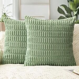 Pack of 2 Decorative Throw Pillow Covers 18" x 18" Sage Green